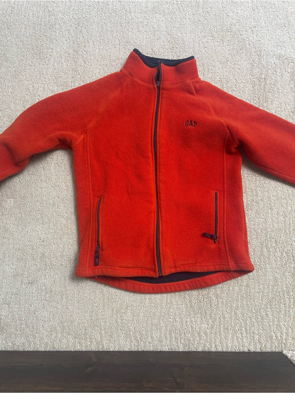 GAP Kids Orange-Red Fleece Jacket with Black Lining